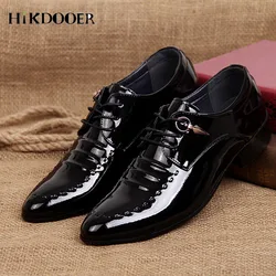 Brand Luxury Men Dress Shoes Lace-up Pointed Toes Flat Shoes Top Quality Office Work Footwear Comfortable Male Formal Shoes