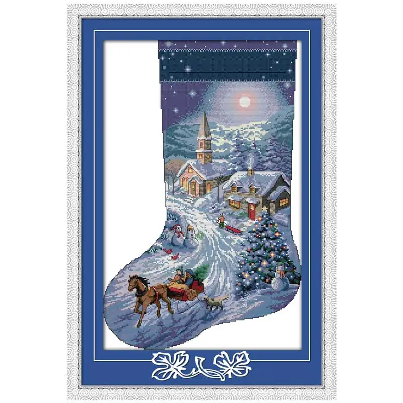 Christmas stocking Patterns Counted Cross Stitch 11CT 14CT Cross Stitch Set Wholesale Cross-stitch Kit C592-C593-C594-C595