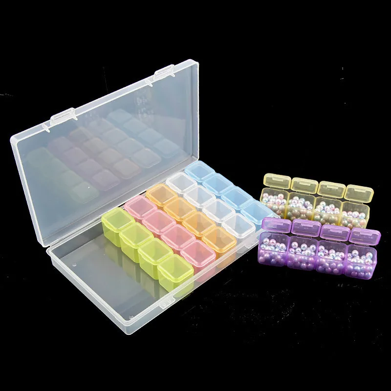 3 Sets Professional Clear Plastic 28 Multi Color Grids Plastic Transparent Nail Nail Art Accessories Tools Storage Box