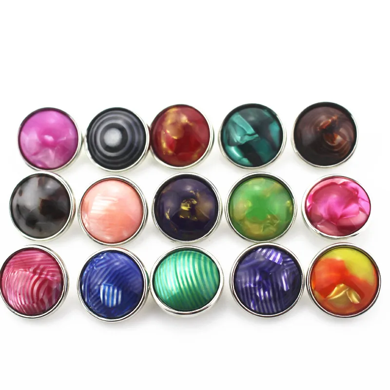 50pcs/lot Mix Color Natural Stone Ginger Snap Buttons Fit 18mm Interchangeable DIY Bracelets&Bangles Charms Jewelry