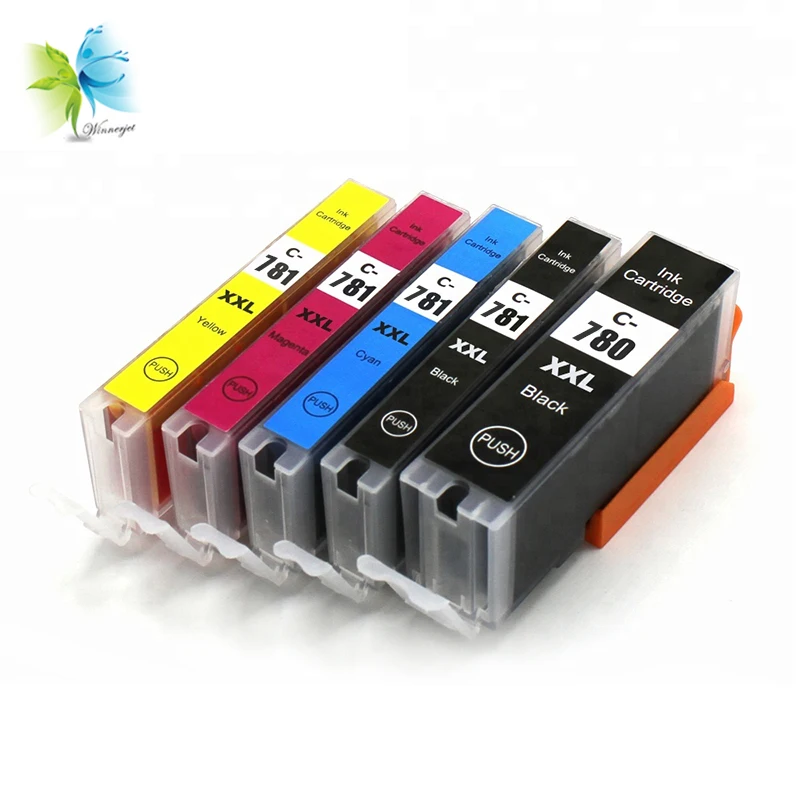 Winnerjet 5 Sets Compatible PGI-780 XXL CLI-781XXL Ink Cartridges for Canon PIXMA TS8130 Printers