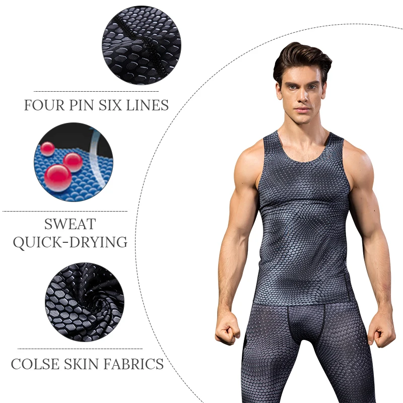 2020 Compression Fitness Tights Tank Top Men Quickly Dry Sleeveless Gym Clothing Workout Running Vest Sports Shirt Men