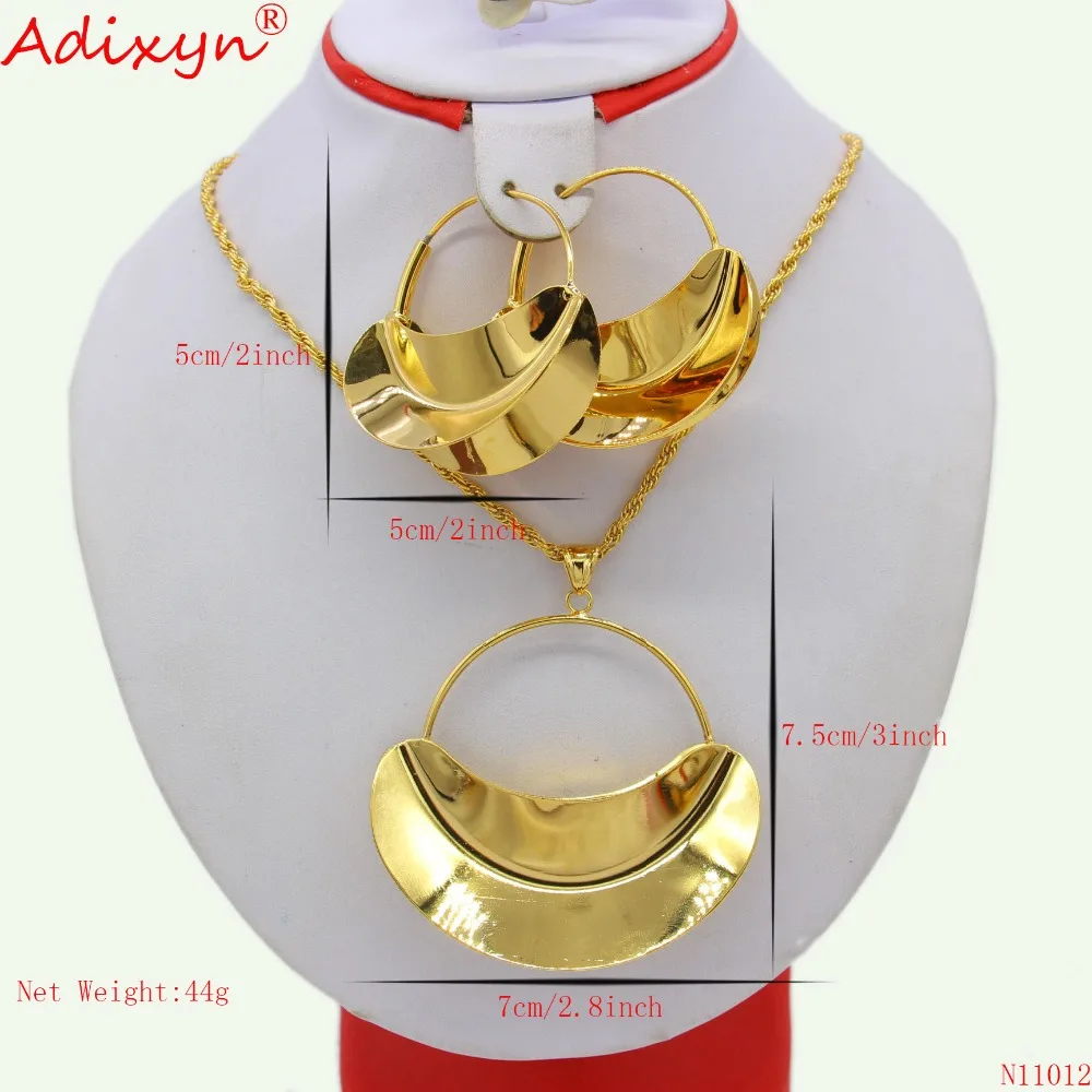 Adixyn PNG Hyperbole Bag Necklace/Earrings/Pendant Jewelry Set For Women Gold Color/Copper African/Ethiopian Party Gifts N11012