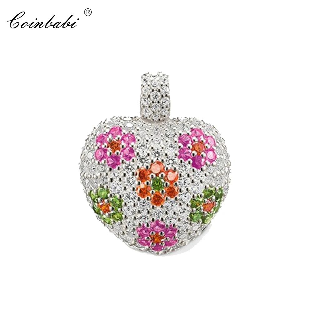 

Pendants Flower Heart Zirconia 925 Sterling Silver For Women Romantic Gift Europe Key Chains Pendant Soul Fit Necklace