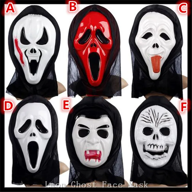 New Horror Scream Ghost Mask Props Halloween Skull Headwear Devils Fancy Crazy Scared Face For Costume Party Carnival Dress Toy