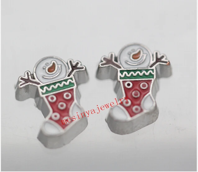 10pcs christmas sock floating charms for glass locket  Min amount $15 per order mixed items,FC-655