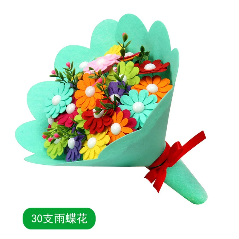 23cm Button Flower Arts Crafts Toys For Children DIY Handicrafts Felt Toy Girl Gift Kits Kindergarten Kids Creative Educational