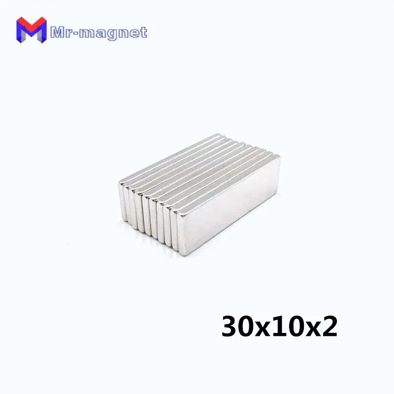 Hot Sale 100pcs 30mm*10mm*2mm Super Strong Cuboid Block Neodymium Magnet Rare Earth N35 30x10x2mm 30x10x2