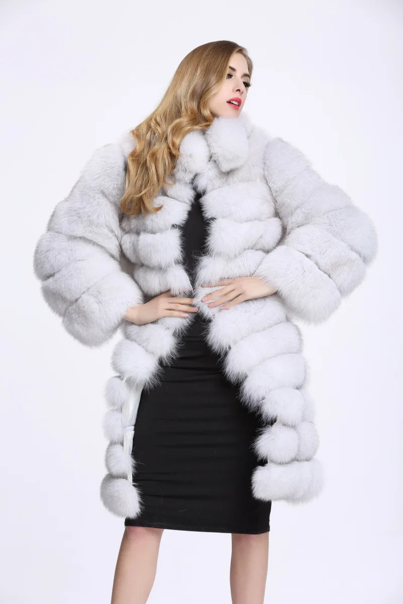 Nuovo cappotto di pelliccia imitazione volpe di inverno della pelliccia delle signore del collare del basamento di spessore lungo cappotto di pelliccia