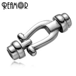 REAMOR 5mm Stainless steel Horseshoes Connectors Charms Fit Men Women Leather Bracelet Jewelry Making DIY Accessories