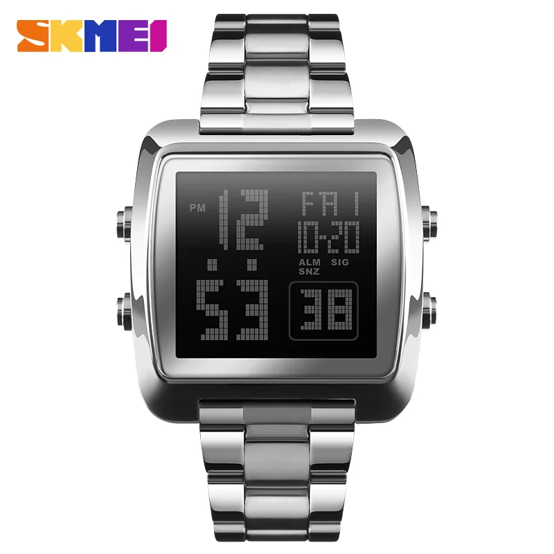 SKMEI Full Steel Mens Watches Top Brand Luxury Military Sports Watches Clock Waterproof LED Digital Watch Men Relogio Masculino