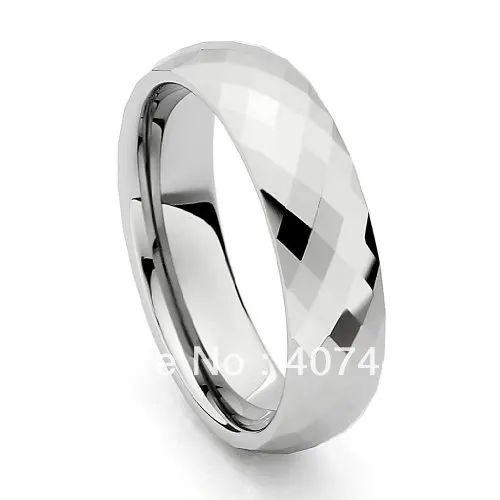 Free Shipping Cheap Price USA Brazil Russia Hot Sales 6mm Spark Faceted Cobalt Free Tungsten Carbide Ring New Men's Wedding Band