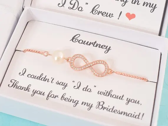 Personalized infinity wedding bridesmaid jewelry bracelets, custom mother of the bride groom necklaces, Christmas Birthday gifts