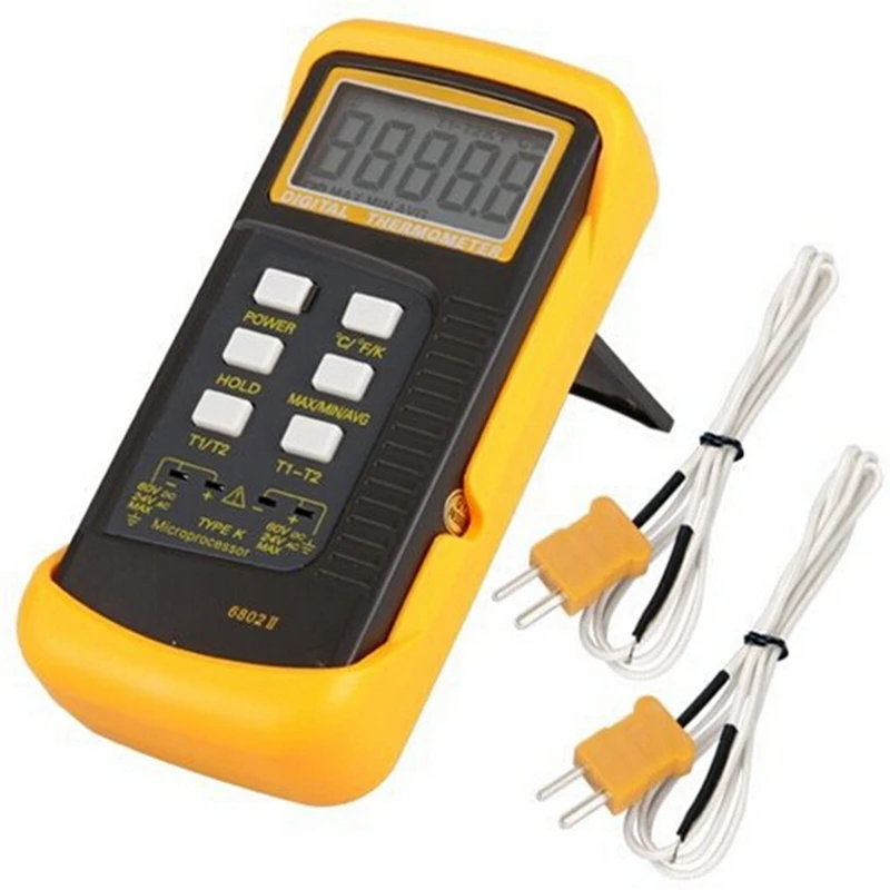 K-Type Digital Thermocouple Thermometer 1300C Professional Dual Channel Probe Industrial Temperature Meter C/F/K Swift Data Hold