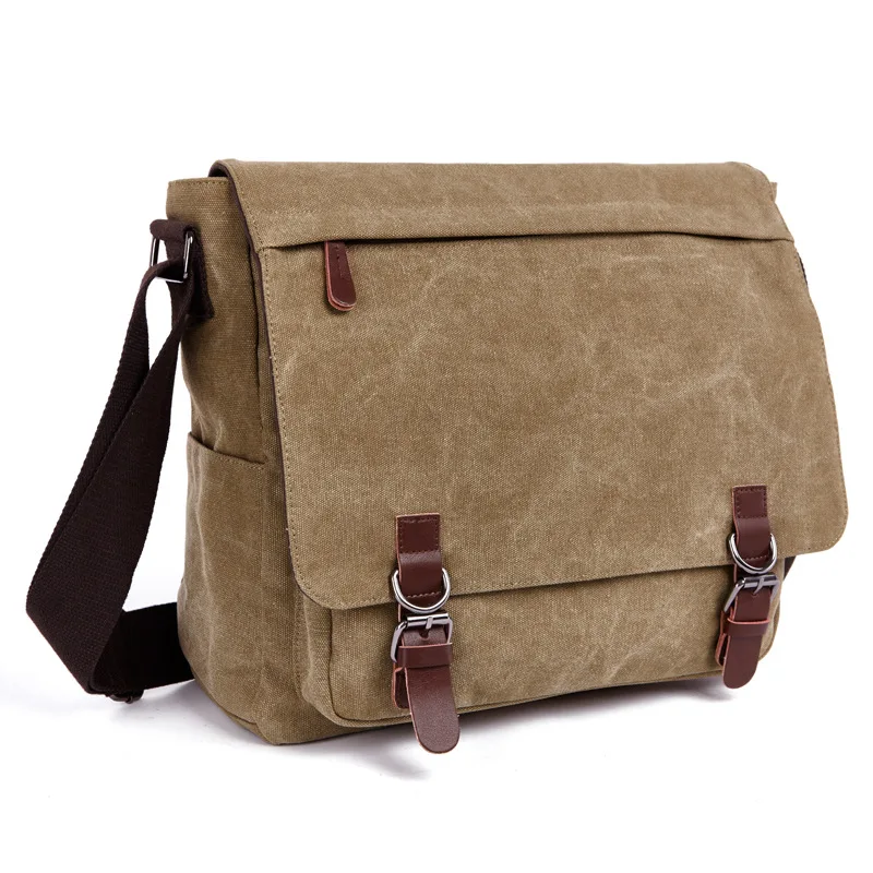 Men Bags Shoulder Crossbody Large Big Laptop Bags 2023 Canvas Satchel Leidure Vintage Retro Strong Durable Designer High Quality
