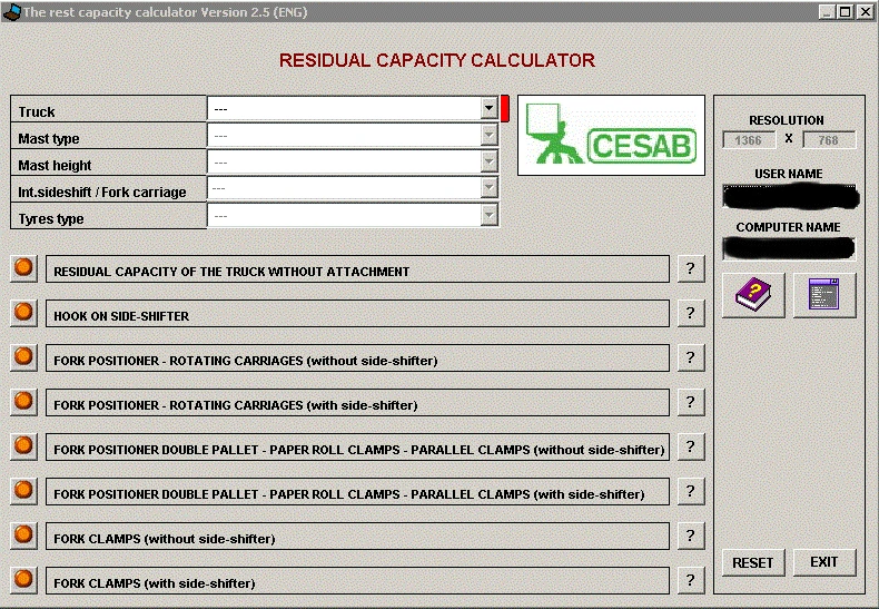 Cesab Residual Capacity Calculator