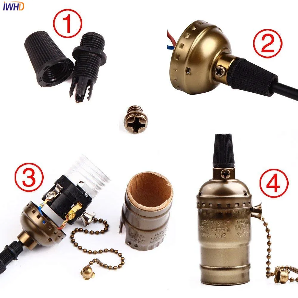 IWHD Soquete Vintage Fitting E27 Lamp Holder Socket Chain Switch Douille E27 Socket Light Lamp Holder Homekit UL CE