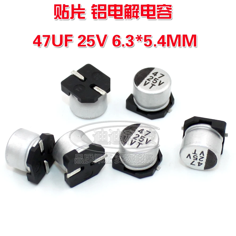 Patch Aluminium Elektrolytische Condensator 47Uf 25V 6.3*5.4Mm Vt Type Chip Polariteit Temperatuur: 105 Graden