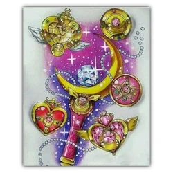 5D DIY diamentowe malowanie Sailor Moon Home wisiorek dekoracyjny diament mozaika haft krzyżykowy Rhinestone