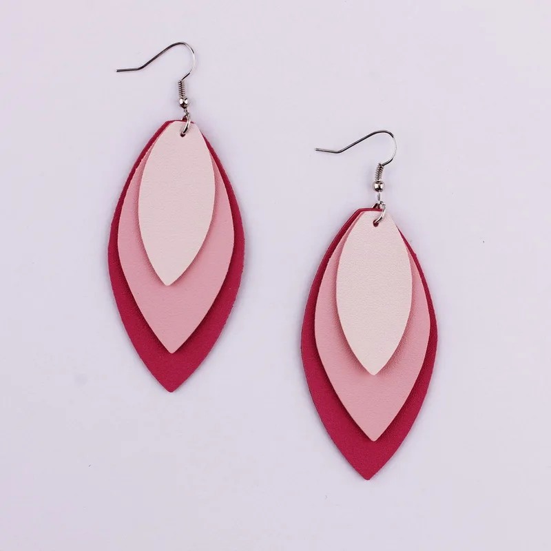 Oval Leather Marquise Statement Earrings for Women Fashion Jewelry Wholesale