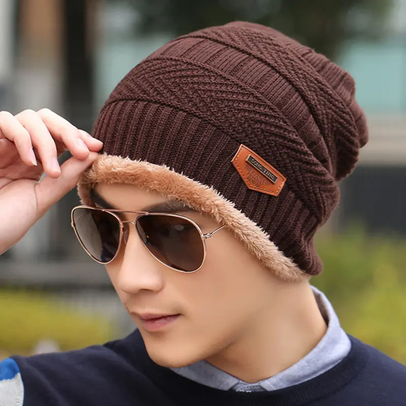 High Quality Add Wool Cotton Warm Winter Hat Knit Cap Winter Hats For Men Women Knitted Hat Fur Beanies Knit Hat Skullies