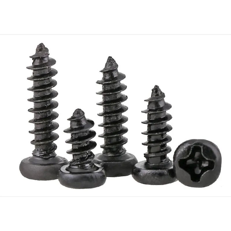 Miniature Cross Head Self Tapping Screw Pan Head Screw Black Zinc / Hardened 1.4 M1.7 M2.0   1 Pcs 1000PCS