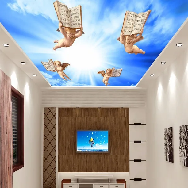 

Custom 3D Photo Wallpaper blue sky ceilings angel Ceiling Wall Painting Living Room Bedroom Wallpaper Home Decor