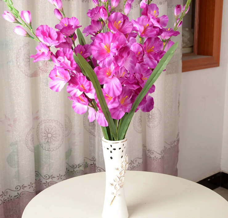 Free Shipping Artificial Silk Fabric Gladiolus Fresh Beautiful Simulation Flowers For Home Ornament Wedding Decoration Supplies