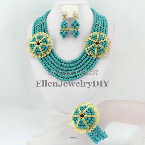 

Marvelous Nigerian Wedding Beads Jewelry Set African Beads Jewelry Necklace Bracelet Earrings Sets TL1326