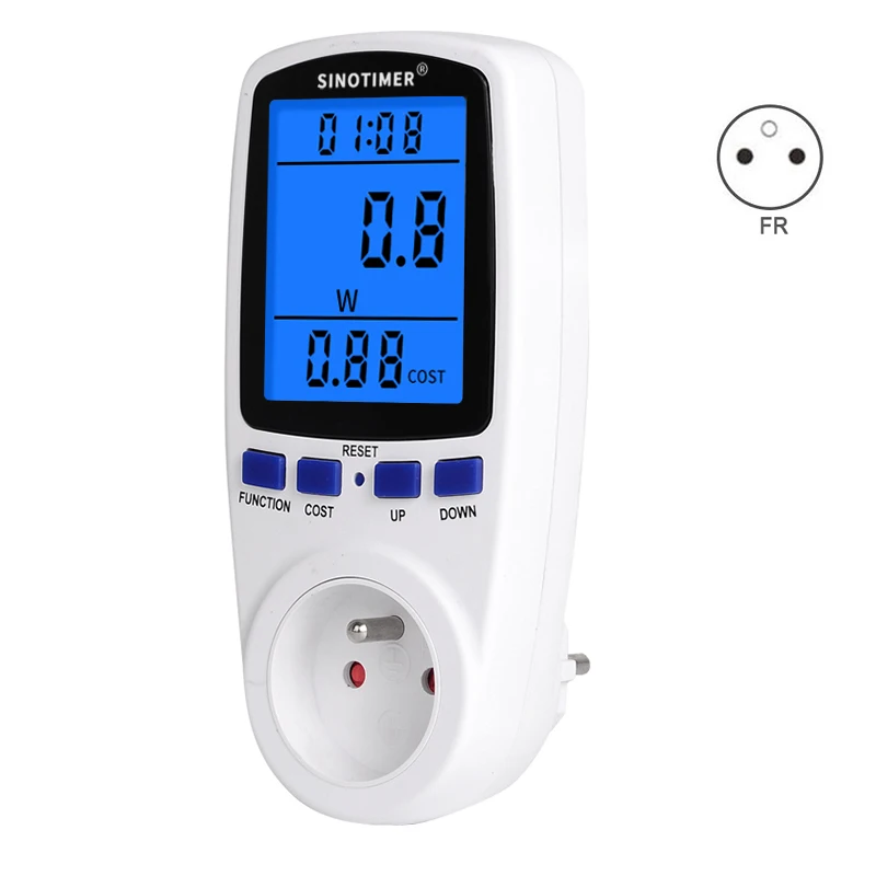 EU US UK BR AU FR Plug Backlight Wattmeter Electricity Power Meter Consumption KWh Watt Energy Meters 220V 110V AC Outlet Socket