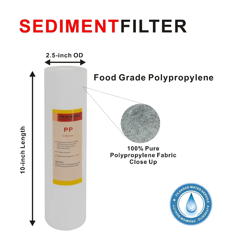 Sediment Replacement Water Filter 5 Micron,10-inch x 2.5-inch,for Under Sink and Reverse Osmosis System(3+1FREE)