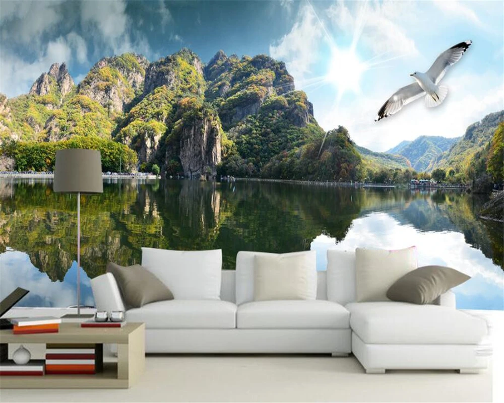 

Custom Wallpaper Home Decorative Fresco Blue Sky White Cloud Landscape Scenery Wallpaper TV Background 3d wallpaper Beibehang