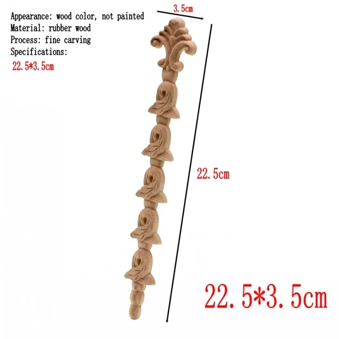 RUNBAZEF New Arrival Vintage 1pc Wood Carved Corner Onlay Applique Unpainted Cabinet Decorative Figurines Wooden Miniature
