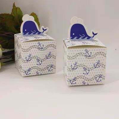 10 Mediterranean Sea Of Love Whale Candy Box New Pattern Marry Return Cartoon Box Dolphin Pattern Candy Packing Box Kids favor