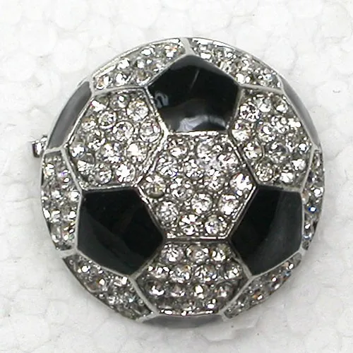 

60pcs/lot Mixed Color (Can Notes Color) Wholesale Clear Rhinestone Black Enamel Football Pin brooches Jewelry Gift C101785