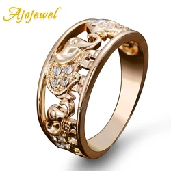 Ajojewel US Size 6-10 Golden Women Band Ring With Elephant Animal Designer Jewelry Joias Drop Shipping