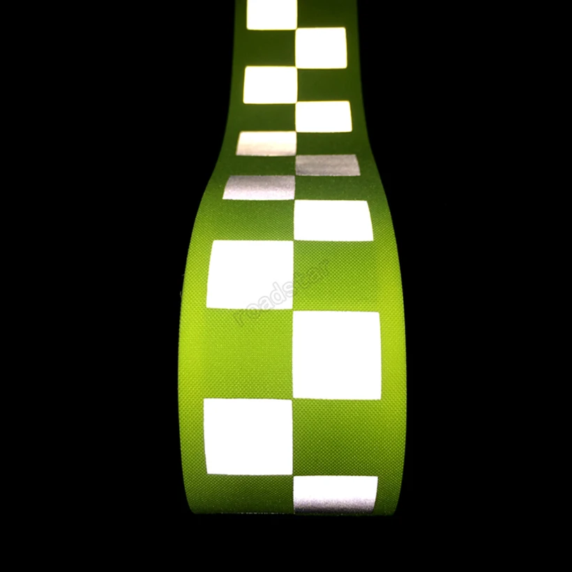 Roadstar Reflective Oxford Webbing Fluorescent Yellow/Fluorescent Orange Warning Tape with Small Square for Safety Clothes