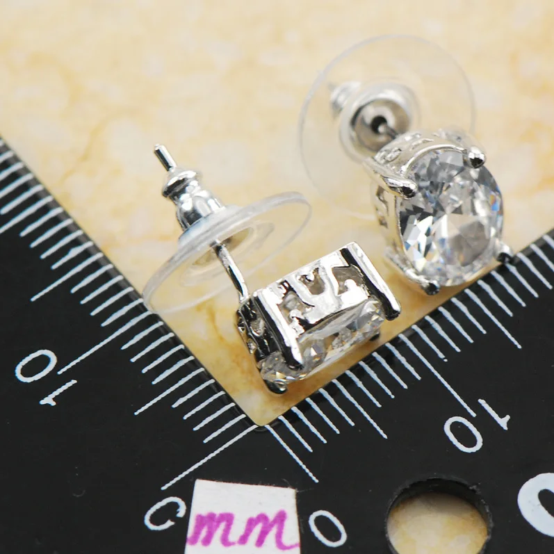 White Crystal Zircon 925 Sterling Silver  Stud Earrings PE13 This item  Min order is $10