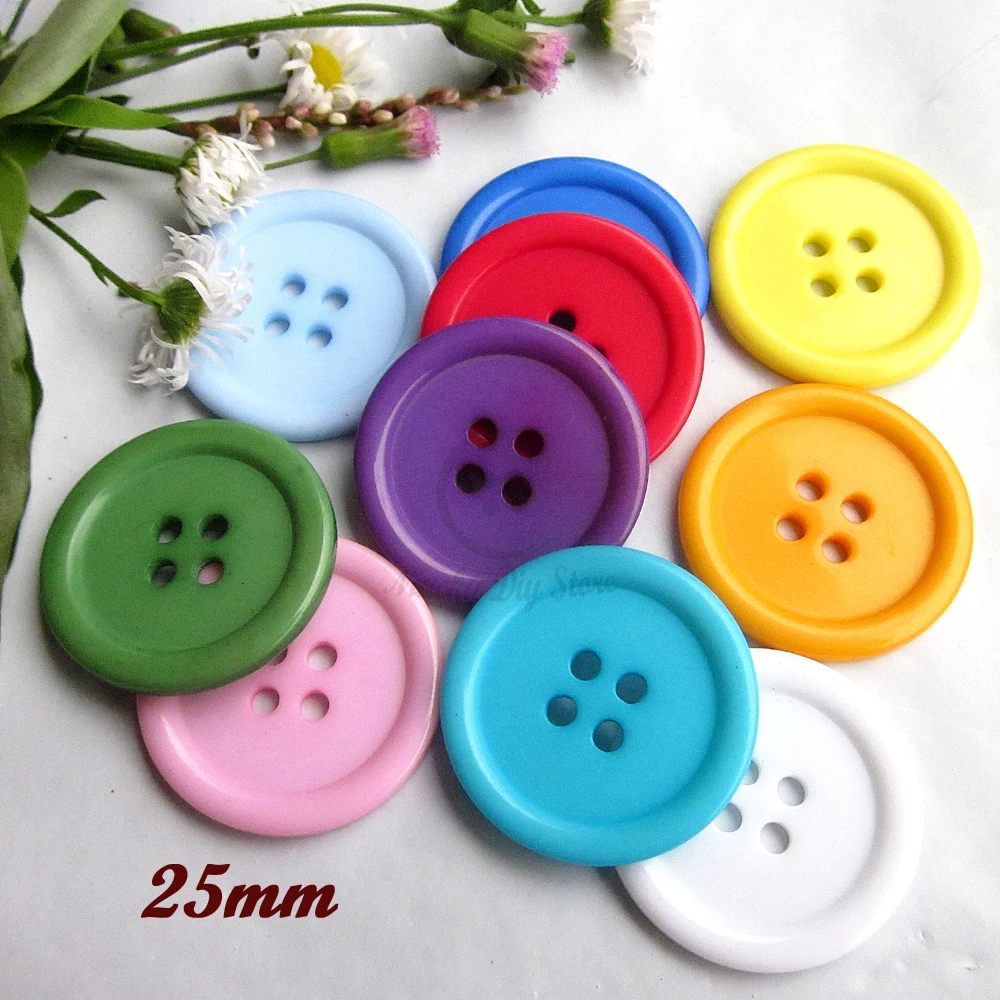 50 шт 25 мм 4 отверстия смешанные/один цвет тонкие края швейные кнопки для одежды Скрапбукинг Ремесло декоративные аксессуары Оптовая Продажа