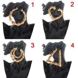 1 Pair Women Hoop Earrings Basketball Wives Earrings Large Gold Color Big Hoop Earring Bamboo Hoop-earring 4 Styles Hot