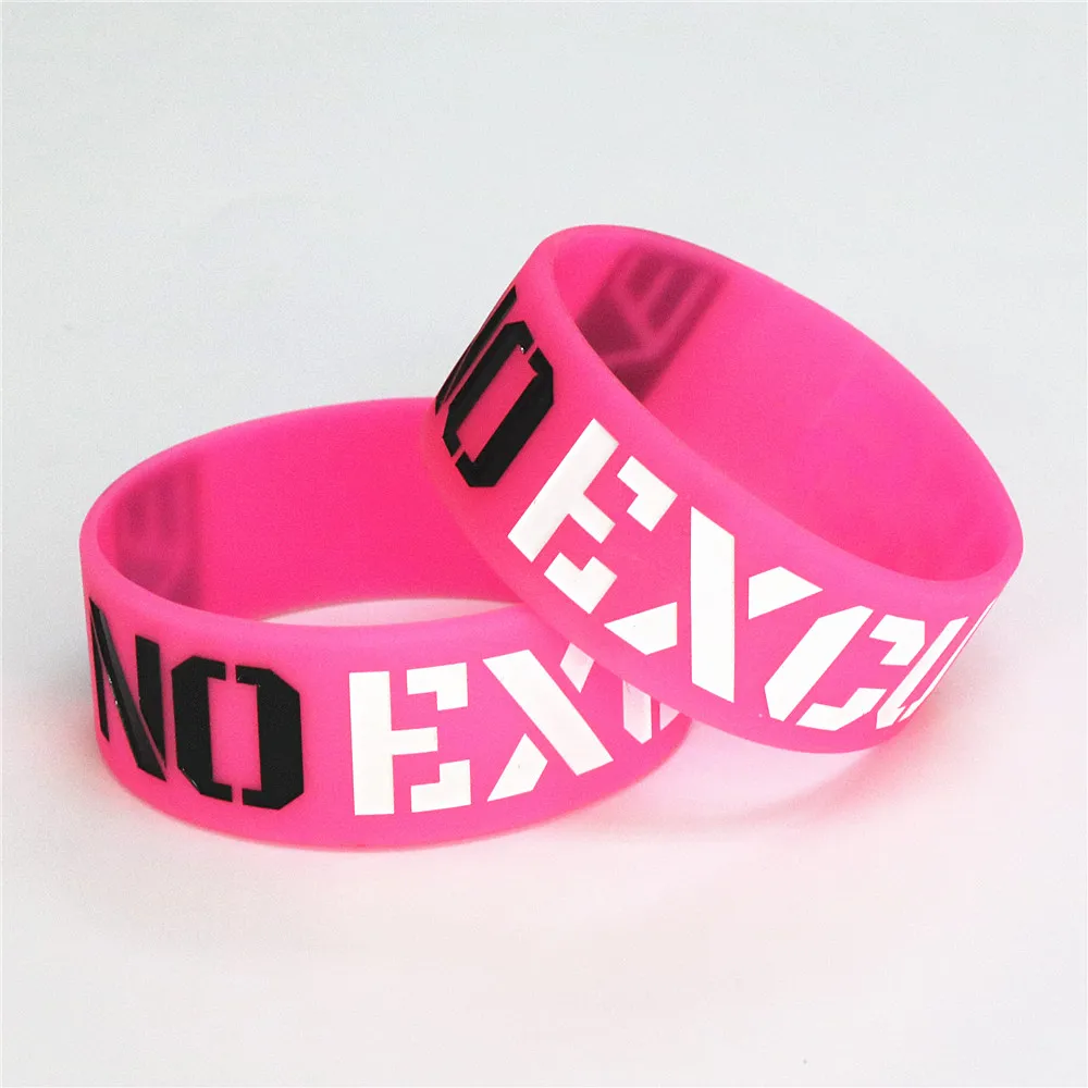 1PC Fashion No Excuses Motivation Silicone Wristband Sports Rubber Bracelets & Bangles Used In Any Sport Activities Gift SH076