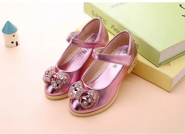 Children Princess Glitter Sandals New Princess Kids Girls Shoes Square Heels Dress Shoes Party Shoes Pink/Silver/Gold big Size