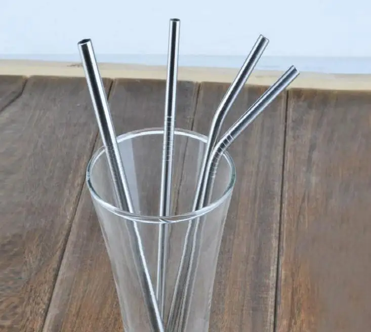 

5000pcs/lot Fast Shipping 6mm Straight & bend Stainless Steel Straw drinking straw 8" Length pipe SN661