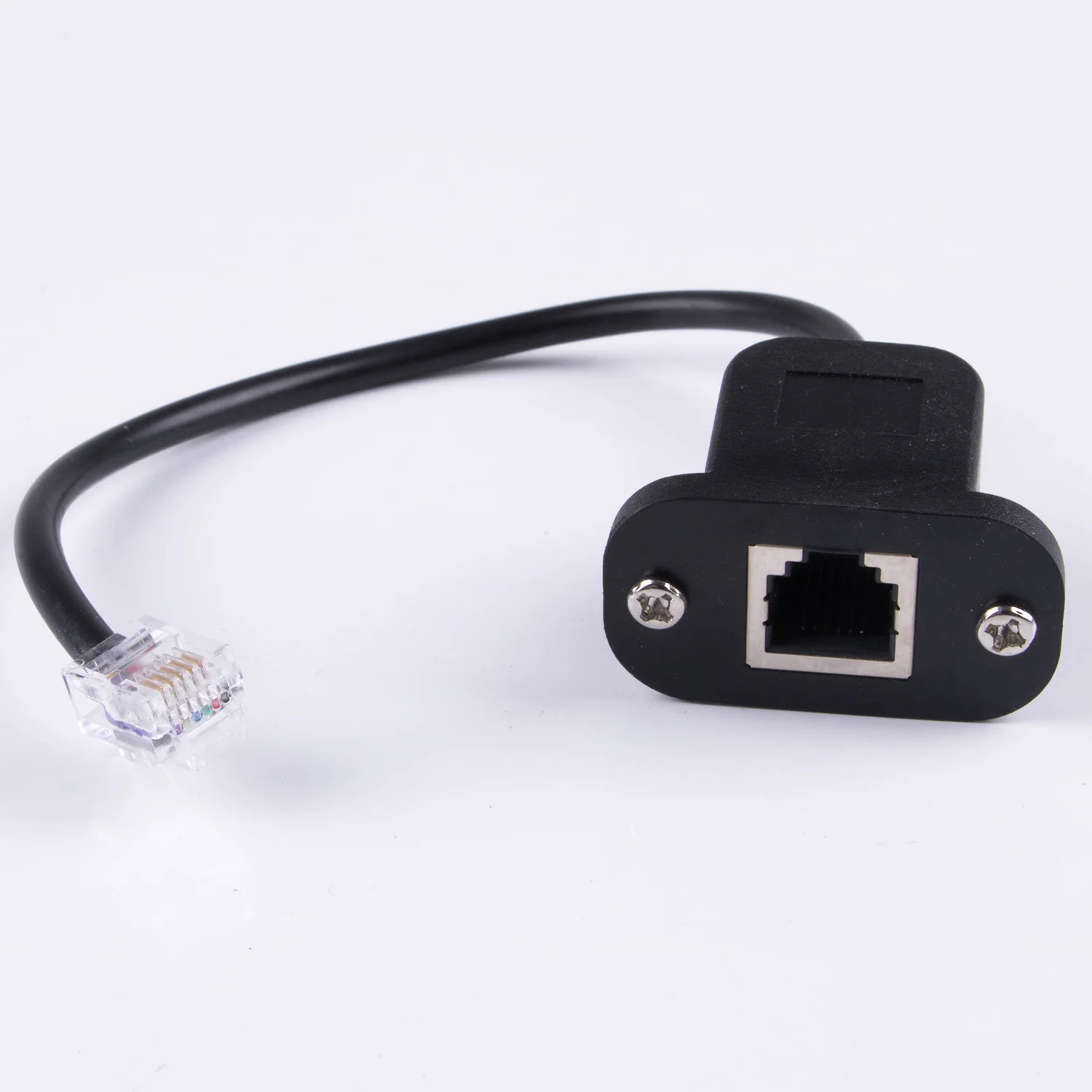 25cm rj12 6p6c telephone female socket to male adapter jumper lan network ethernet bulkhead panel mount extension cable