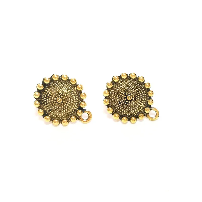 New 8pcs 18*21MM Zinc Alloy Retro Gold Sunflower Shaped Earring Base Earring Connectors for DIY Earrings Accessories