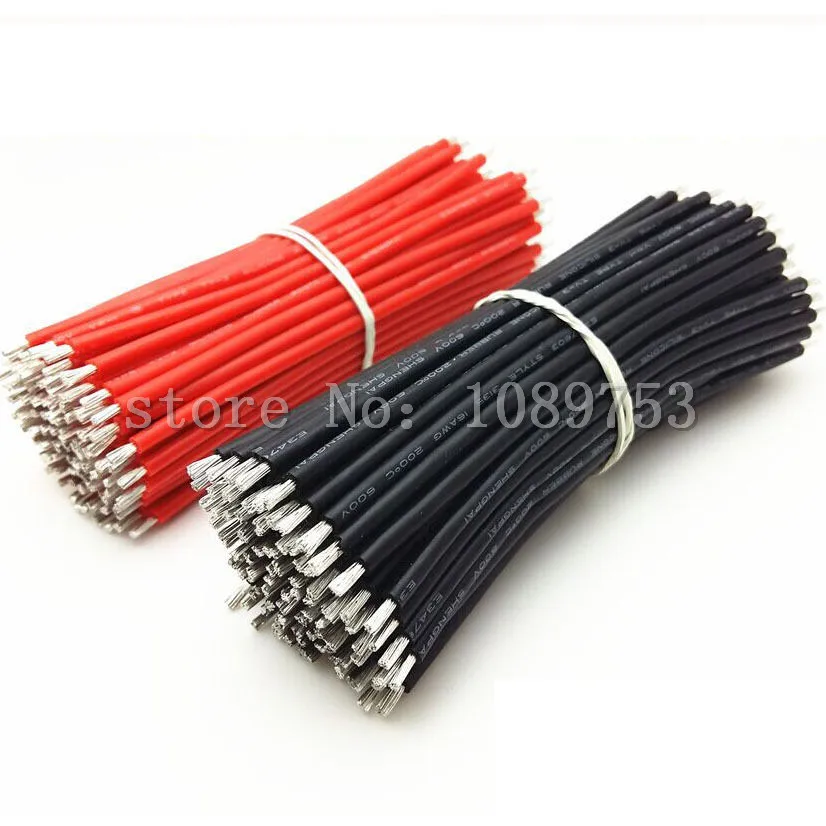 25pairs 26AWG Flexible Silicone Wire Cable Black Red with Solder Tin 10cm length 26#