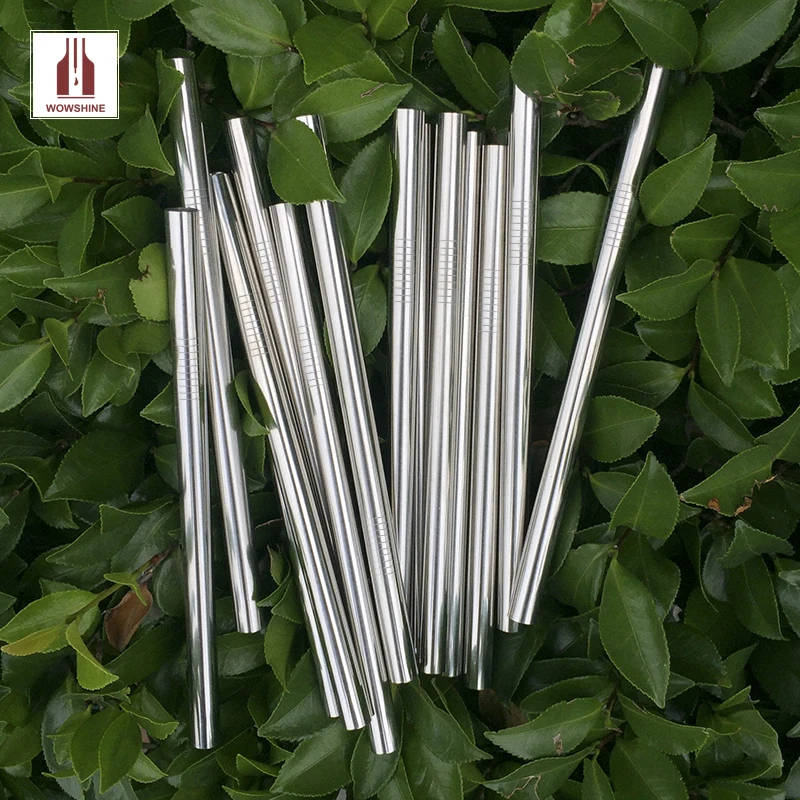 WOWSHINE New 12MMx215MM High Quality Stainless Steel 50PCS/lot Drinking Straw  Milk Tea Bubble tea straw