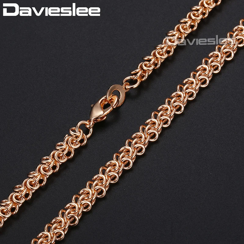 Davieslee Mens Womens Necklace 585 Rose Gold Color Swirl Link Chain Necklaces For Men Woman Jewelry Dropshipping 6mm DCN13