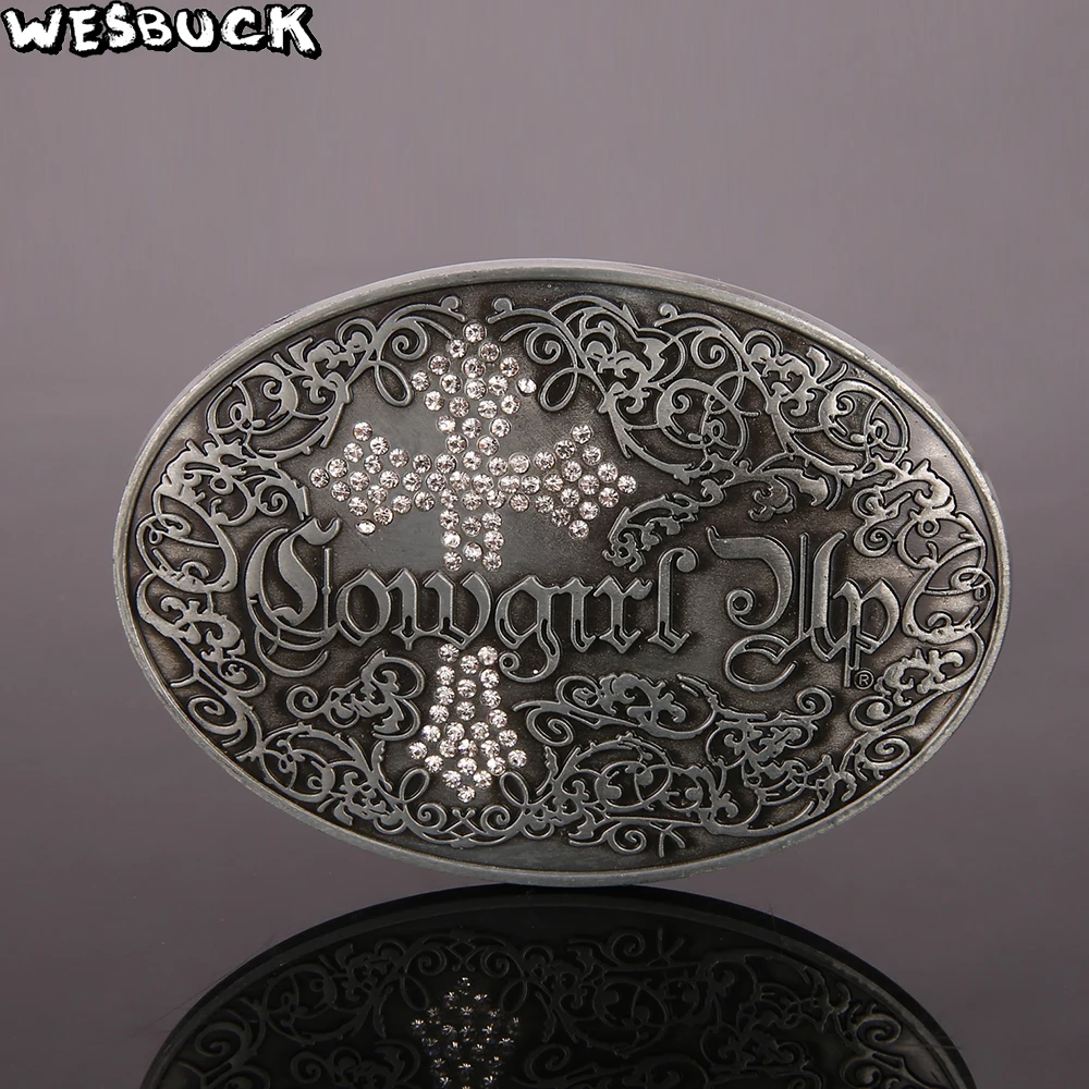 WesBuck Brand Western Cowgirl Belt Buckle With 83*60mm 72g Oval Color Crossing Metal Leather Women's Belt Accessories