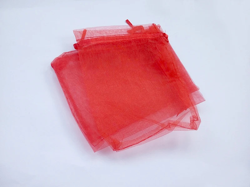 50pcs 15*20 Red gift bags for jewelry/wedding/christmas/birthday Organza Bags with handles Packaging Yarn bag